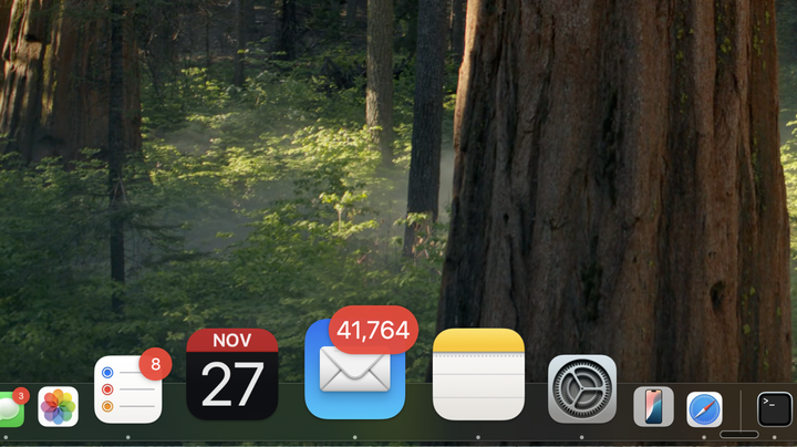 Apple Mail Icon with 41,764 unread emails in the notification badge